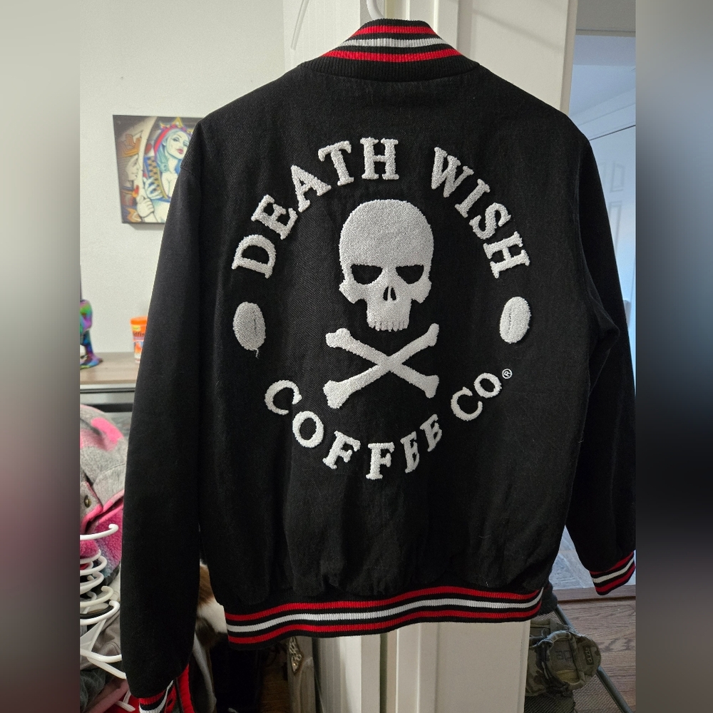 Death Wish Coffee Co. Skull Varsity Letter Jacket M